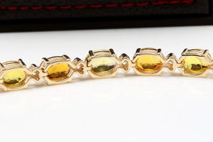 Very Impressive 30.65 Carats Natural Sapphire & Diamond 14K Solid Yellow Gold Bracelet