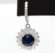 Load image into Gallery viewer, Exquisite 9.47 Carats Natural Blue Sapphire and Diamond 14K Solid White Gold Stud Earrings