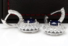 Load image into Gallery viewer, Exquisite 9.47 Carats Natural Blue Sapphire and Diamond 14K Solid White Gold Stud Earrings