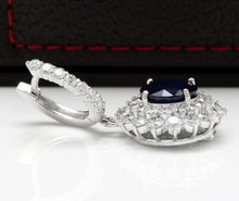 Load image into Gallery viewer, Exquisite 9.47 Carats Natural Blue Sapphire and Diamond 14K Solid White Gold Stud Earrings