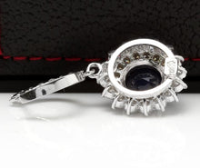 Load image into Gallery viewer, Exquisite 9.47 Carats Natural Blue Sapphire and Diamond 14K Solid White Gold Stud Earrings