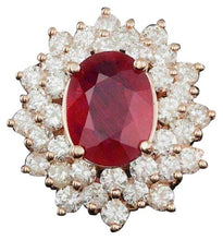 Load image into Gallery viewer, 8.30 Carats Natural Red Ruby and Diamond 14K Solid Rose Gold Ring