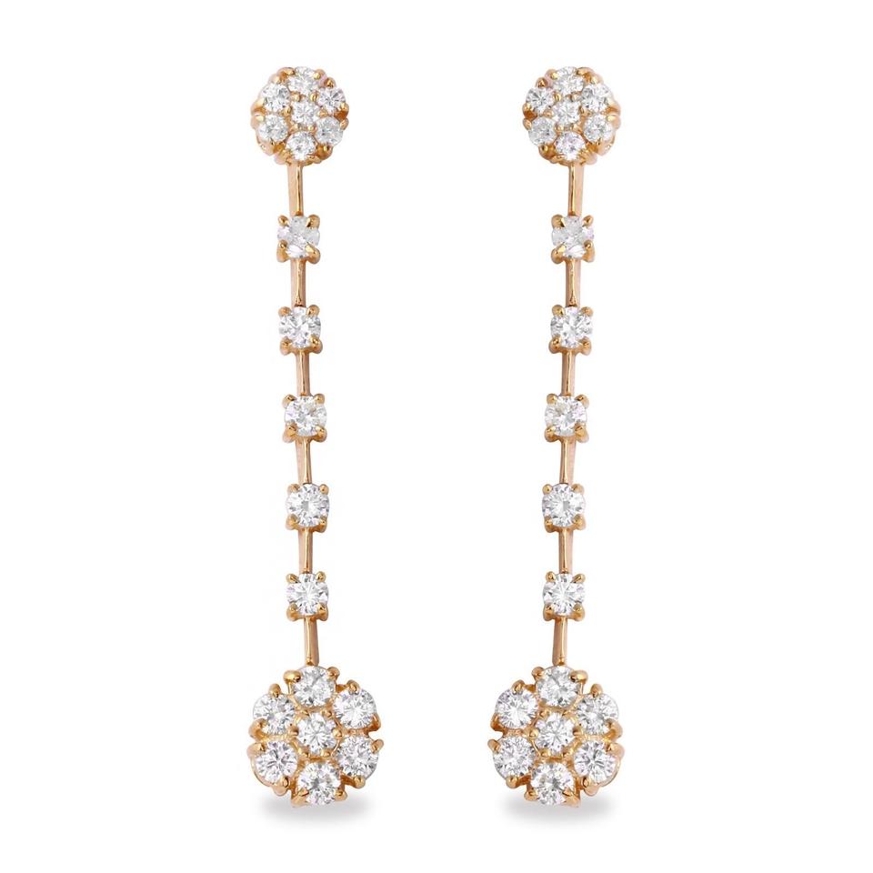 2.10 Carats Natural VS1-VS2 Diamond 14K Solid Yellow Gold Earrings
