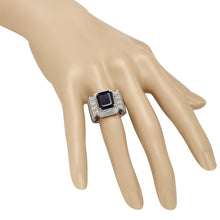 Load image into Gallery viewer, 6.30 Carats Natural Blue Sapphire &amp; Diamond 14K Solid White Gold Men&#39;s Ring