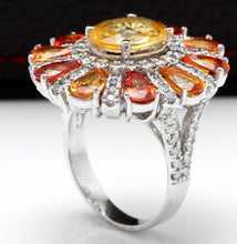 Load image into Gallery viewer, 10.00 Carats Natural Very Nice Looking Sapphire and Diamond 14K Solid White Gold Ring