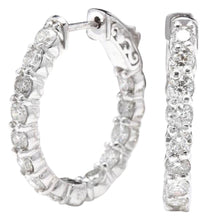 Load image into Gallery viewer, Exquisite 3.00 Carats Natural Diamond 14K Solid White Gold Hoop Earrings
