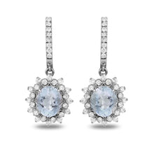 Load image into Gallery viewer, 9.90 Carats Natural Aquamarine and Diamond 14K Solid White Gold Earrings