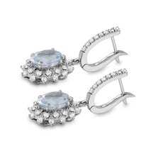 Load image into Gallery viewer, 9.90 Carats Natural Aquamarine and Diamond 14K Solid White Gold Earrings