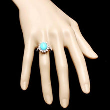 Load image into Gallery viewer, 4.50 Carats Natural Turquoise and Diamond 14K Solid White Gold Ring
