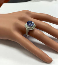 Load image into Gallery viewer, 5.35 Carats Natural Very Nice Looking Tanzanite and VS1 Diamond 18K Solid White Gold Ring