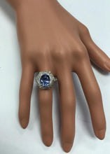 Load image into Gallery viewer, 5.35 Carats Natural Very Nice Looking Tanzanite and VS1 Diamond 18K Solid White Gold Ring