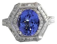 Load image into Gallery viewer, 5.35 Carats Natural Very Nice Looking Tanzanite and VS1 Diamond 18K Solid White Gold Ring