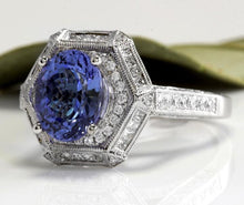 Load image into Gallery viewer, 5.35 Carats Natural Very Nice Looking Tanzanite and VS1 Diamond 18K Solid White Gold Ring