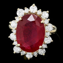 Load image into Gallery viewer, 11.10 Carats Natural Red Ruby and Diamond 14K Solid Yellow Gold Ring