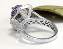 Load image into Gallery viewer, 5.35 Carats Natural Very Nice Looking Tanzanite and VS1 Diamond 18K Solid White Gold Ring