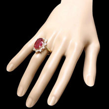 Load image into Gallery viewer, 11.10 Carats Natural Red Ruby and Diamond 14K Solid Yellow Gold Ring