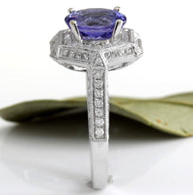 Load image into Gallery viewer, 5.35 Carats Natural Very Nice Looking Tanzanite and VS1 Diamond 18K Solid White Gold Ring