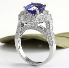 Load image into Gallery viewer, 5.35 Carats Natural Very Nice Looking Tanzanite and VS1 Diamond 18K Solid White Gold Ring