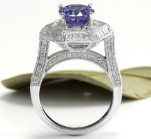 Load image into Gallery viewer, 5.35 Carats Natural Very Nice Looking Tanzanite and VS1 Diamond 18K Solid White Gold Ring