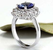 Load image into Gallery viewer, 4.25 Carats Natural Very Nice Looking Tanzanite and Diamond 14K Solid White Gold Ring