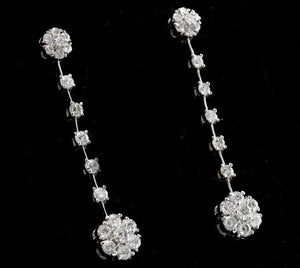 Exquisite 2.10 Carats Natural VS1-VS2 Diamond 14K Solid White Gold Earrings