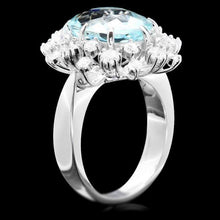 Load image into Gallery viewer, 7.40 Carats Natural Aquamarine and Diamond 14K Solid White Gold Ring