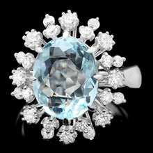 Load image into Gallery viewer, 7.40 Carats Natural Aquamarine and Diamond 14K Solid White Gold Ring
