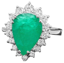 Load image into Gallery viewer, 5.20 Carats Natural Emerald and Diamond 14K Solid White Gold Ring