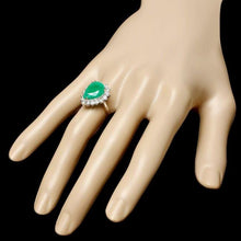 Load image into Gallery viewer, 5.20 Carats Natural Emerald and Diamond 14K Solid White Gold Ring