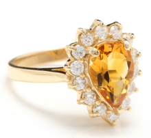 Load image into Gallery viewer, 2.70 Carats Natural Very Nice Looking Citrine and Diamond 14K Solid Yellow Gold Ring