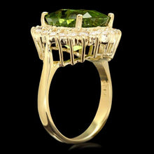 Load image into Gallery viewer, 9.70 Carats Natural Peridot and Diamond 14K Solid Yellow Gold Ring