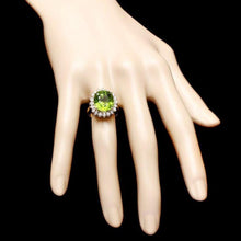 Load image into Gallery viewer, 9.70 Carats Natural Peridot and Diamond 14K Solid Yellow Gold Ring