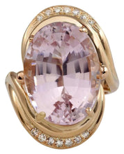Load image into Gallery viewer, 16.18 Carats Exquisite Natural Pink Kunzite and Diamond 14K Solid Rose Gold Ring