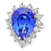 Load image into Gallery viewer, 10.10 Carats Natural Tanzanite and Diamond 18K Solid White Gold Ring