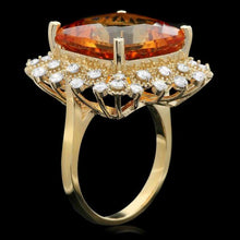 Load image into Gallery viewer, 12.80 Carats Natural Citrine and Diamond 14K Solid Yellow Gold Ring