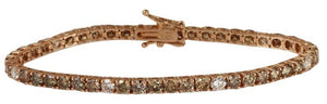 Very Impressive 9.57 Carats Natural White and Champagne Diamond 14K Solid Rose Gold Bracelet