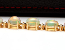 Load image into Gallery viewer, Very Impressive 20.00 Carats Natural Ethiopian Opal &amp; Diamond 14K Solid Yellow Gold Bracelet