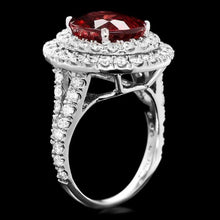 Load image into Gallery viewer, 10.40 Carats Natural Red Zircon and Diamond 14K Solid White Gold Ring