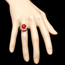 Load image into Gallery viewer, 7.30 Carats Natural Red Ruby and Diamond 14K Solid Yellow Gold Ring