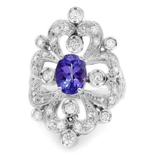 Load image into Gallery viewer, 3.00 Carats Natural Tanzanite and Diamond 14K Solid White Gold Ring
