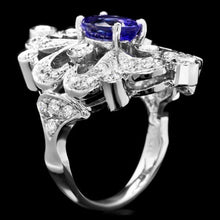 Load image into Gallery viewer, 3.00 Carats Natural Tanzanite and Diamond 14K Solid White Gold Ring