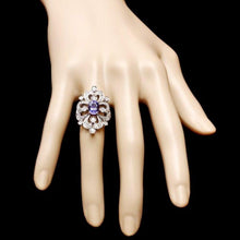 Load image into Gallery viewer, 3.00 Carats Natural Tanzanite and Diamond 14K Solid White Gold Ring
