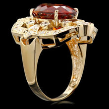 Load image into Gallery viewer, 6.50 Carats Natural Citrine and Diamond 14K Solid Yellow Gold Ring