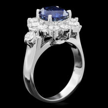 Load image into Gallery viewer, 4.10 Carats Natural Blue Sapphire and Diamond 14K Solid White Gold Ring