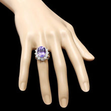 Load image into Gallery viewer, 13.40 Carats Natural Tanzanite and Diamond 14K Solid White Gold Ring
