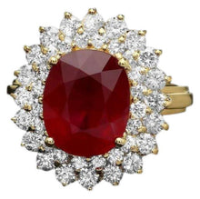 Load image into Gallery viewer, 7.00 Carats Natural Red Ruby and Diamond 14K Solid Yellow Gold Ring