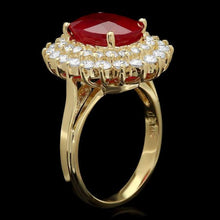 Load image into Gallery viewer, 7.00 Carats Natural Red Ruby and Diamond 14K Solid Yellow Gold Ring