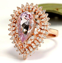 Load image into Gallery viewer, 4.60 Carats Exquisite Natural Pink Morganite and Diamond 14K Solid Rose Gold Ring