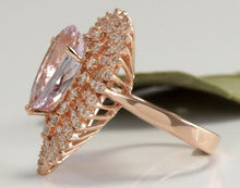 Load image into Gallery viewer, 4.60 Carats Exquisite Natural Pink Morganite and Diamond 14K Solid Rose Gold Ring
