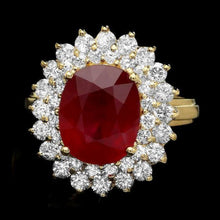 Load image into Gallery viewer, 7.00 Carats Natural Red Ruby and Diamond 14K Solid Yellow Gold Ring